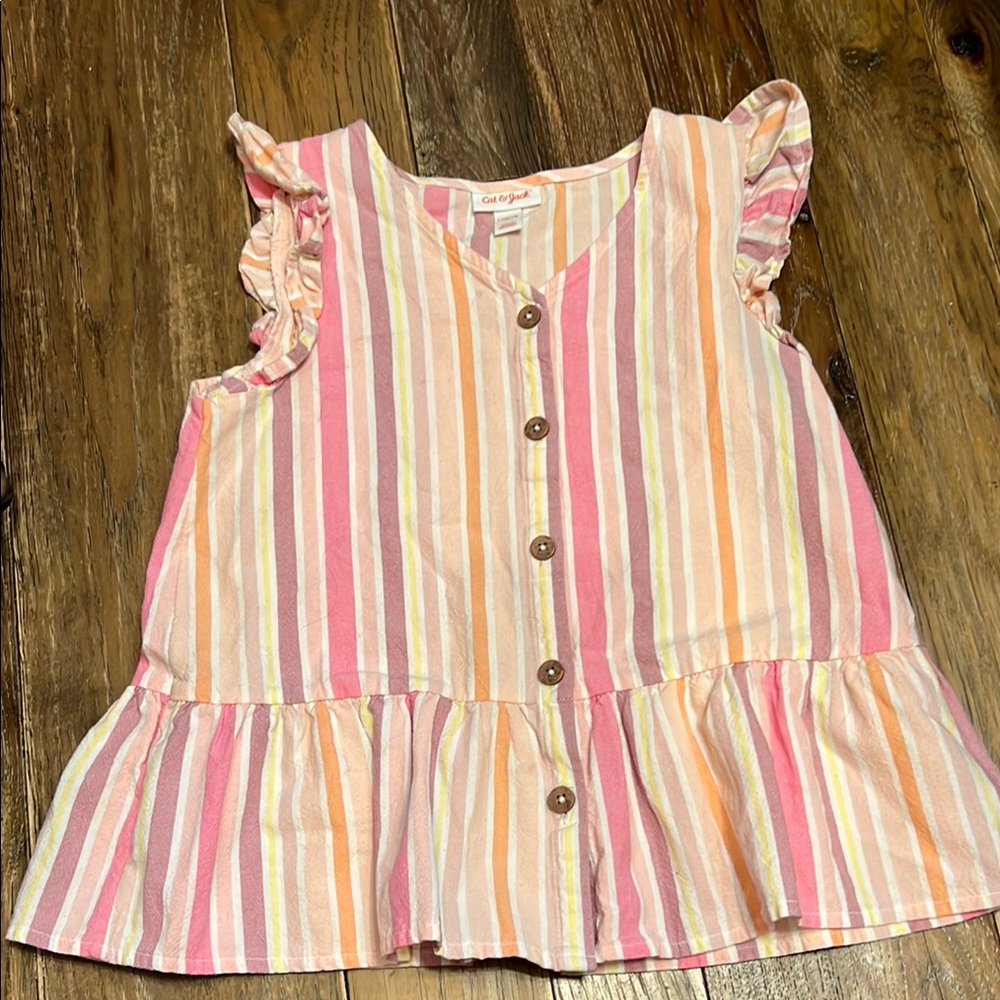 Cat & Jack Light Pink Striped Ruffled Blouse